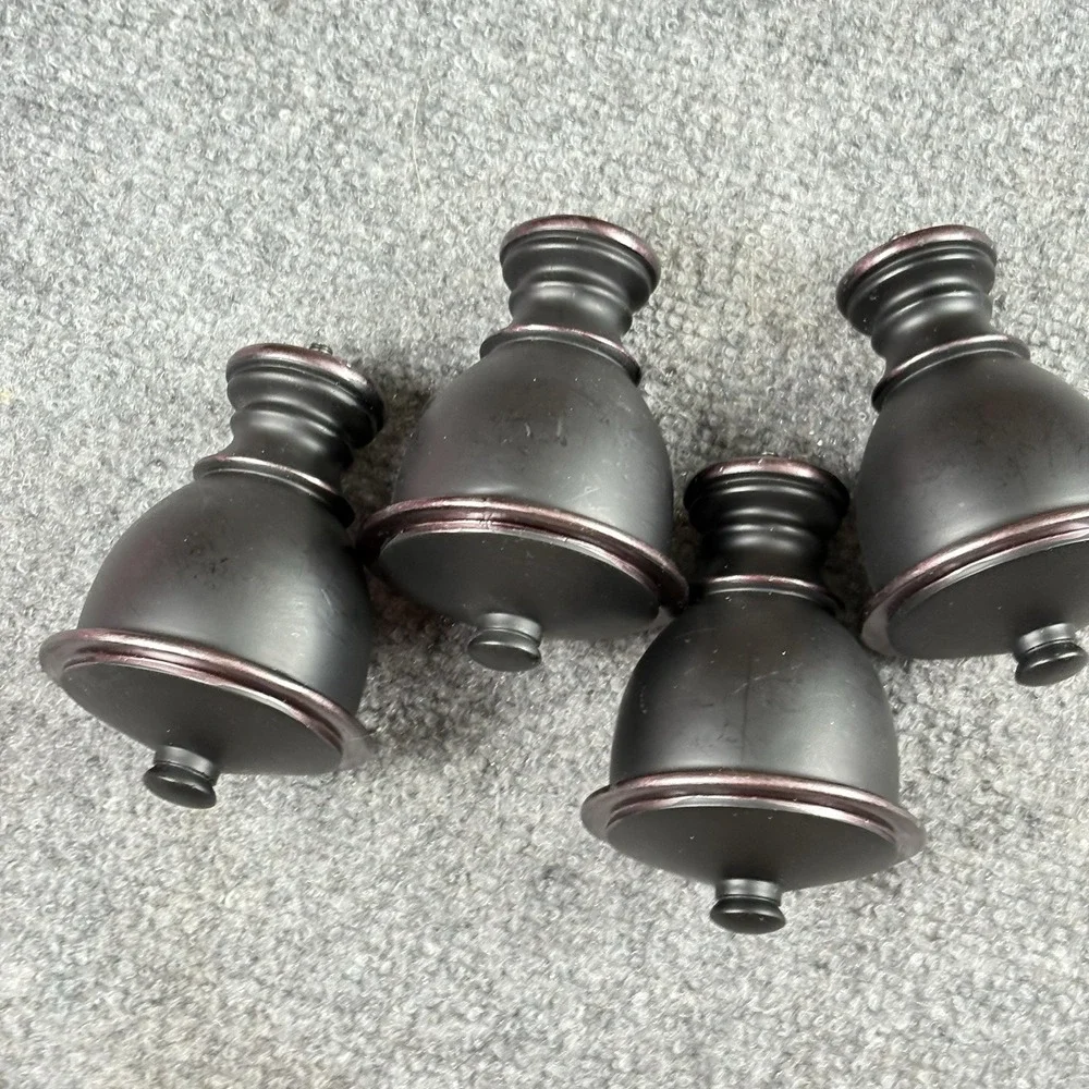 Vintage Black Curtain Rod Finials Purple Details Set of 4 Urn Shape 4